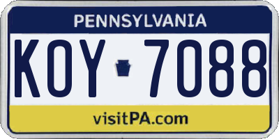 PA license plate KOY7088