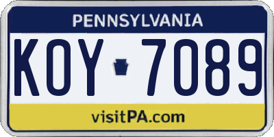 PA license plate KOY7089