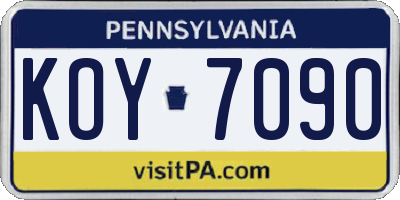 PA license plate KOY7090