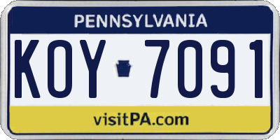 PA license plate KOY7091