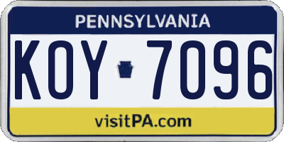 PA license plate KOY7096