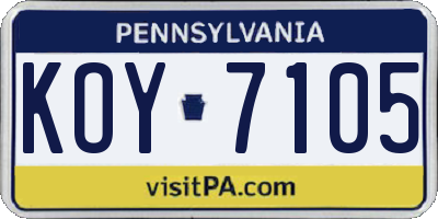 PA license plate KOY7105