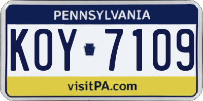 PA license plate KOY7109