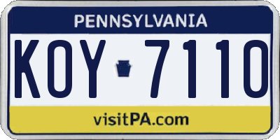 PA license plate KOY7110