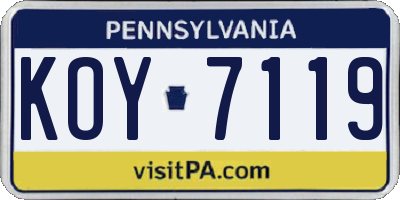 PA license plate KOY7119