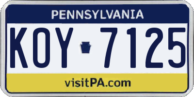 PA license plate KOY7125