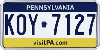 PA license plate KOY7127
