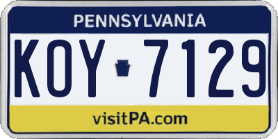 PA license plate KOY7129