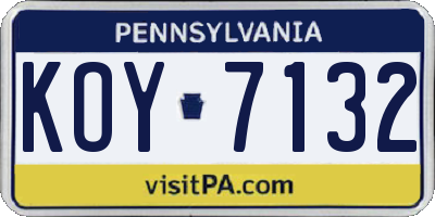 PA license plate KOY7132