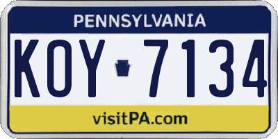 PA license plate KOY7134