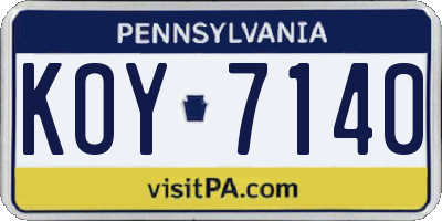 PA license plate KOY7140