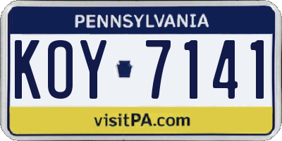 PA license plate KOY7141