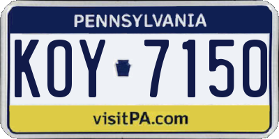 PA license plate KOY7150