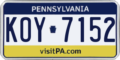 PA license plate KOY7152