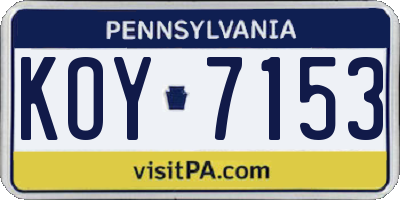 PA license plate KOY7153