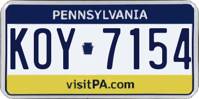 PA license plate KOY7154