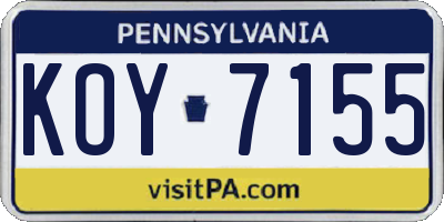 PA license plate KOY7155