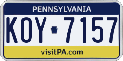PA license plate KOY7157