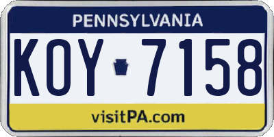 PA license plate KOY7158