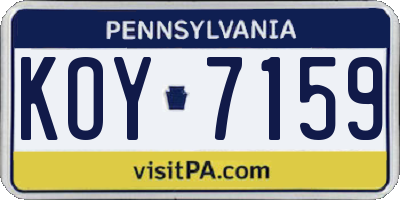 PA license plate KOY7159