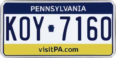PA license plate KOY7160