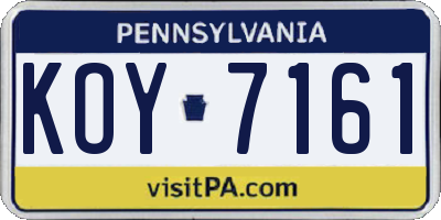 PA license plate KOY7161
