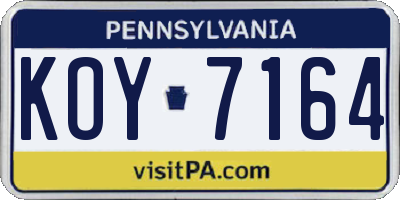 PA license plate KOY7164