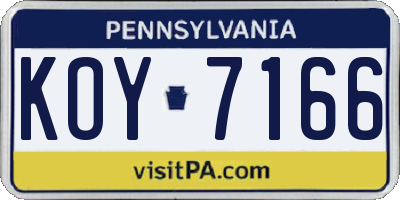 PA license plate KOY7166