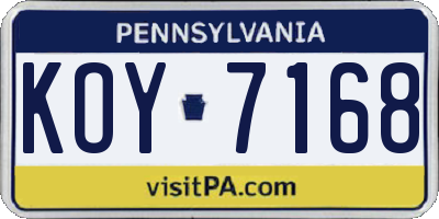 PA license plate KOY7168