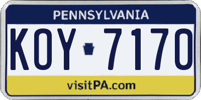 PA license plate KOY7170