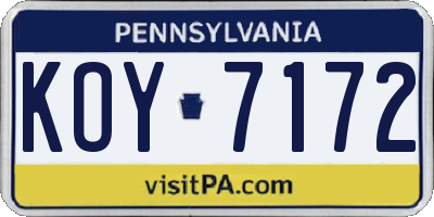 PA license plate KOY7172