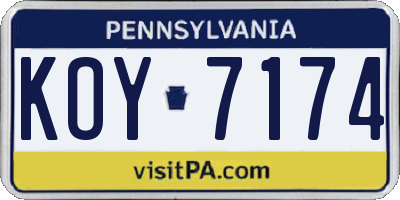 PA license plate KOY7174