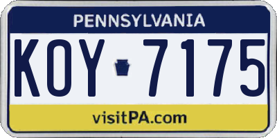 PA license plate KOY7175