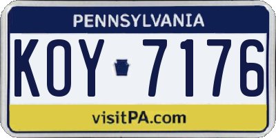 PA license plate KOY7176