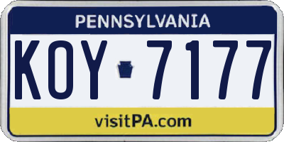 PA license plate KOY7177