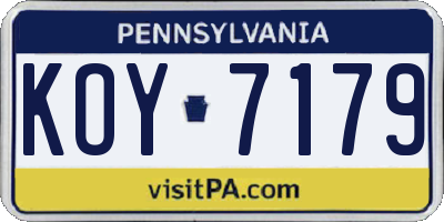 PA license plate KOY7179