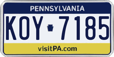 PA license plate KOY7185