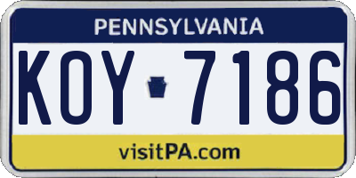 PA license plate KOY7186