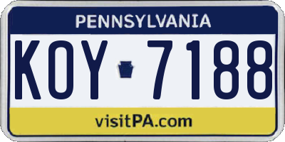 PA license plate KOY7188