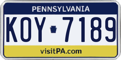PA license plate KOY7189