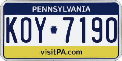 PA license plate KOY7190