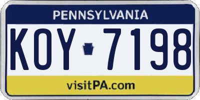 PA license plate KOY7198