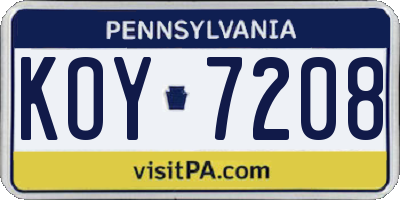 PA license plate KOY7208