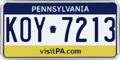 PA license plate KOY7213