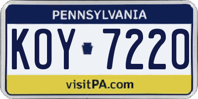 PA license plate KOY7220
