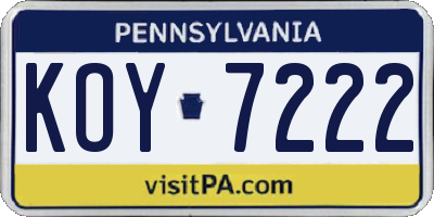 PA license plate KOY7222