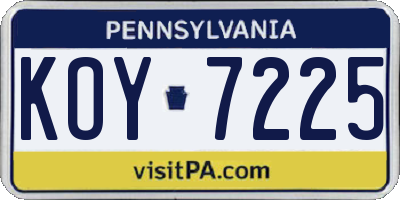 PA license plate KOY7225
