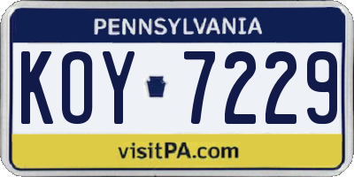 PA license plate KOY7229