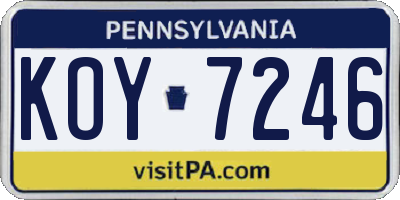 PA license plate KOY7246
