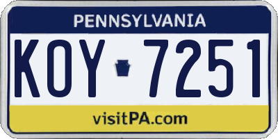 PA license plate KOY7251